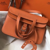 Replica Handbag Store Halzan Bag In Orange Clemence Leather Replica Handbag Store Halzan Bag In Orange Clemence Leather