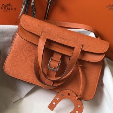 Replica Handbag Store Halzan Bag In Orange Clemence Leather