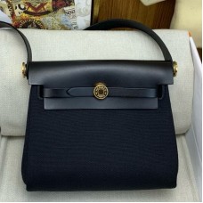Replica Handbag Store Herbag Zip 20 Bag in Black Canvas and Black Hunter Calfskin
