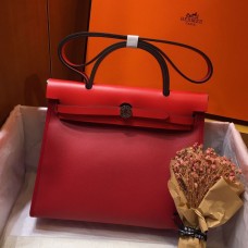 Replica Handbag Store Herbag Zip 31cm Bag In Red Toile And Leather