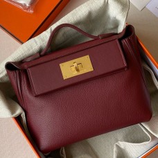 Replica Handbag Store 24/24 Mini 21 Handmade Bag in Rouge H Evercolor Leather
