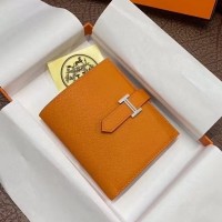 Replica Handbag Store Bearn Compact Wallet In Orange Epsom Leather