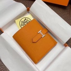 Replica Handbag Store Bearn Compact Wallet In Orange Epsom Leather