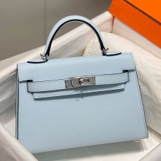 Replica Handbag Store Kelly Mini II Bag In Blue Brume Epsom Leather PHW Replica Handbag Store Kelly Mini II Bag In Blue Brume Epsom Leather PHW