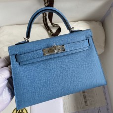 Replica Handbag Store Kelly Mini II Sellier Handmade Bag In Blue Paradise Epsom Calfskin