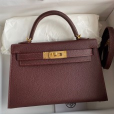 Replica Handbag Store Kelly Mini II Sellier Handmade Bag In Bordeaux Epsom Calfskin