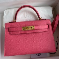 Replica Handbag Store Kelly Mini II Sellier Handmade Bag In Rose Azalee Epsom Calfskin