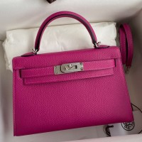 Replica Handbag Store Kelly Mini II Sellier Handmade Bag In Rose Purple Epsom Calfskin