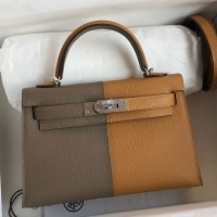 Replica Handbag Store Kelly Mini II Sellier Tri-color Bag In Taupe/Sesame/Blue Nuit Epsom Calfskin