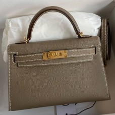 Replica Handbag Store Kelly Mini II Verso Sellier Handmade Bag in Taupe Epsom Calfskin