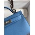Replica Handbag Store Kelly Mini II Sellier Handmade Bag In Blue Paradise Epsom Calfskin