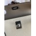 Replica Handbag Store Kelly Mini II Sellier Bicolor Handmade Bag in Craie and Gris Asphalt Epsom Calfskin