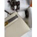 Replica Handbag Store Kelly Mini II Sellier Bicolor Handmade Bag in Craie and Etain Epsom Calfskin