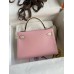 Replica Handbag Store Kelly Mini II Sellier Bicolor Handmade Bag in Rose Sakura and Nata Chevre Mysore Leather