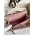 Replica Handbag Store Kelly Mini II Sellier Bicolor Handmade Bag in Rose Sakura and Nata Chevre Mysore Leather