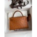 Replica Handbag Store Kelly Mini II Sellier Handmade Bag In Gold Ostrich Leather