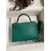 Replica Handbag Store Kelly Mini II Sellier Handmade Bag In Vert Vertigo Ostrich Leather