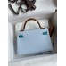 Replica Handbag Store HSS Kelly Mini II Sellier Tri-color Bag in Blue/Green/Sesame Epsom Calfskin