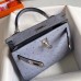 Replica Handbag Store Kelly Mini II Sellier Handmade Bag In Blue Lin Ostrich Leather