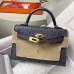 Replica Handbag Store Kelly Mini II Sellier Handmade Bag In Gris Agate Ostrich Leather