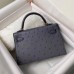 Replica Handbag Store Kelly Mini II Sellier Handmade Bag In Gris Agate Ostrich Leather