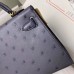 Replica Handbag Store Kelly Mini II Sellier Handmade Bag In Gris Agate Ostrich Leather