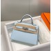 Replica Handbag Store Kelly Mini II Bag In Blue Brume Epsom Leather PHW
