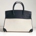 Replica Handbag Store Canvas Birkin 30cm 35cm Bag With Black Clemence Leather