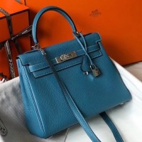 Replica Handbag Store Blue Jean Clemence Kelly 25cm PHW Bag Replica Handbag Store Blue Jean Clemence Kelly 25cm PHW Bag