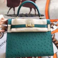 Replica Handbag Store Kelly 25cm Handmade Bag In Vert Vertigo Ostrich Skin