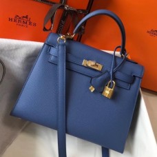 Replica Handbag Store Kelly 25cm Sellier Bag In Agate Blue Epsom Leather