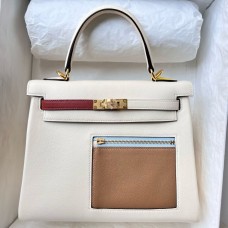 Replica Handbag Store Kelly Colormatic 25 Handmade Bag in Nata Swifit Leather