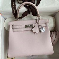 Replica Handbag Store Kelly Retourne 25 Handmade Bag In Mauve Pale Swift Calfskin