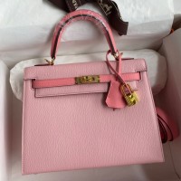 Replica Handbag Store Kelly Sellier 25 Bicolor Bag in Rose Confetti and Lipstick Mysore Goatskin