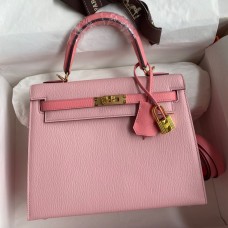Replica Handbag Store Kelly Sellier 25 Bicolor Bag in Rose Confetti and Lipstick Mysore Goatskin