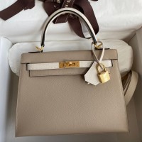 Replica Handbag Store Kelly Sellier 25 Bicolor Bag in Trench and Craie Epsom Calfskin