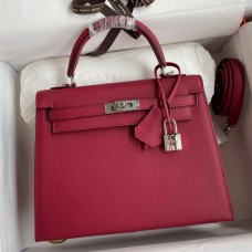 Replica Handbag Store Kelly Sellier 25 Handmade Bag In Ruby Epsom Calfskin