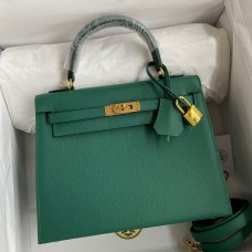 Replica Handbag Store Kelly Sellier 25CM Handmade Bag In Malachite Epsom Calfskin