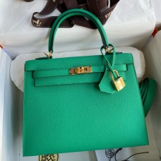 Replica Handbag Store Kelly Sellier 25cm Handmade Bag In Vert Jade Epsom Calfskin