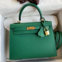 Replica Handbag Store Kelly Sellier 25cm Handmade Bag In Vert Vertigo Epsom Calfskin