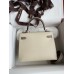 Replica Handbag Store Kelly Sellier 25 Bicolor Bag in Craie and Gris Asphalt Epsom Calfskin