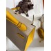 Replica Handbag Store Kelly Sellier 25 Bicolor Bag in Trench and Yellow Epsom Calfskin