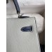 Replica Handbag Store Kelly Sellier 25 Bicolor Bag in Pearl Grey and Blue Mysore Goatskin