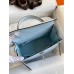 Replica Handbag Store Kelly Sellier 25CM Handmade Bag In Blue Brume Epsom Calfskin