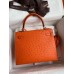 Replica Handbag Store Kelly Sellier 25 Handmade Bag In Orange Ostrich Leather