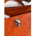 Replica Handbag Store Kelly Sellier 25 Handmade Bag In Orange Ostrich Leather