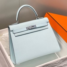 Replica Handbag Store Kelly 28cm Bag In Blue Brume Epsom Leather PHW Replica Handbag Store Kelly 28cm Bag In Blue Brume Epsom Leather PHW