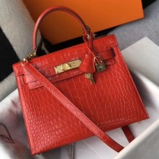 Replica Handbag Store Kelly 28cm Bag In Red Embossed Crocodile GHW Replica Handbag Store Kelly 28cm Bag In Red Embossed Crocodile GHW