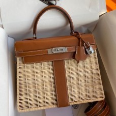 Replica Handbag Store Picnic Kelly 28cm Bag in Wicker with Barenia Leather Replica Handbag Store Picnic Kelly 28cm Bag in Wicker with Barenia Leather