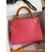 Replica Handbag Store Kelly Sellier 28 Bicolor Bag in Rose Lipstick and Yellow Epsom Calfskin